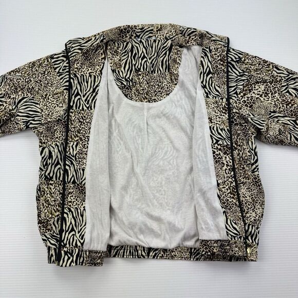 Koret Sport Bomber Jacket Women’s Medium Animal Print Leopard Zebra Track Zip - Picture 5 of 10